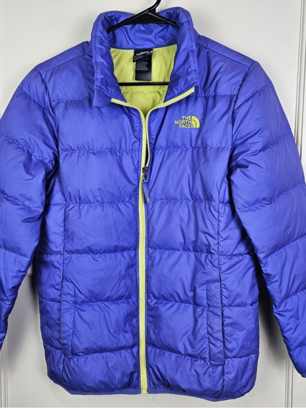The North Face Goose Down Puffer Jacket with Lime Accents girls size 7-8